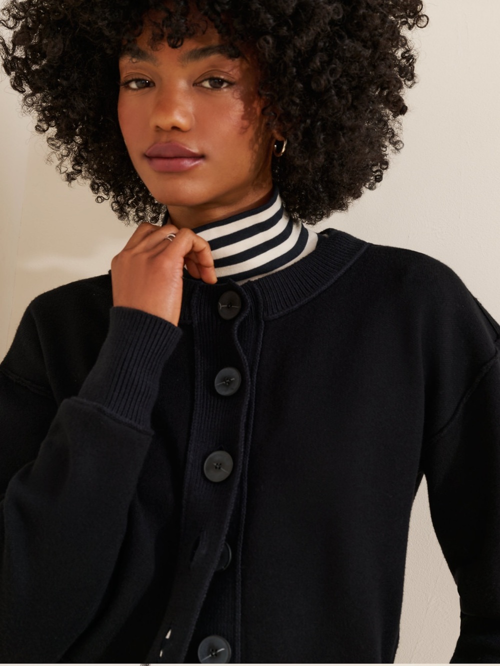 NWOT Maeve Anthropologie Sutton Cardigan Button Down Sweater M Black